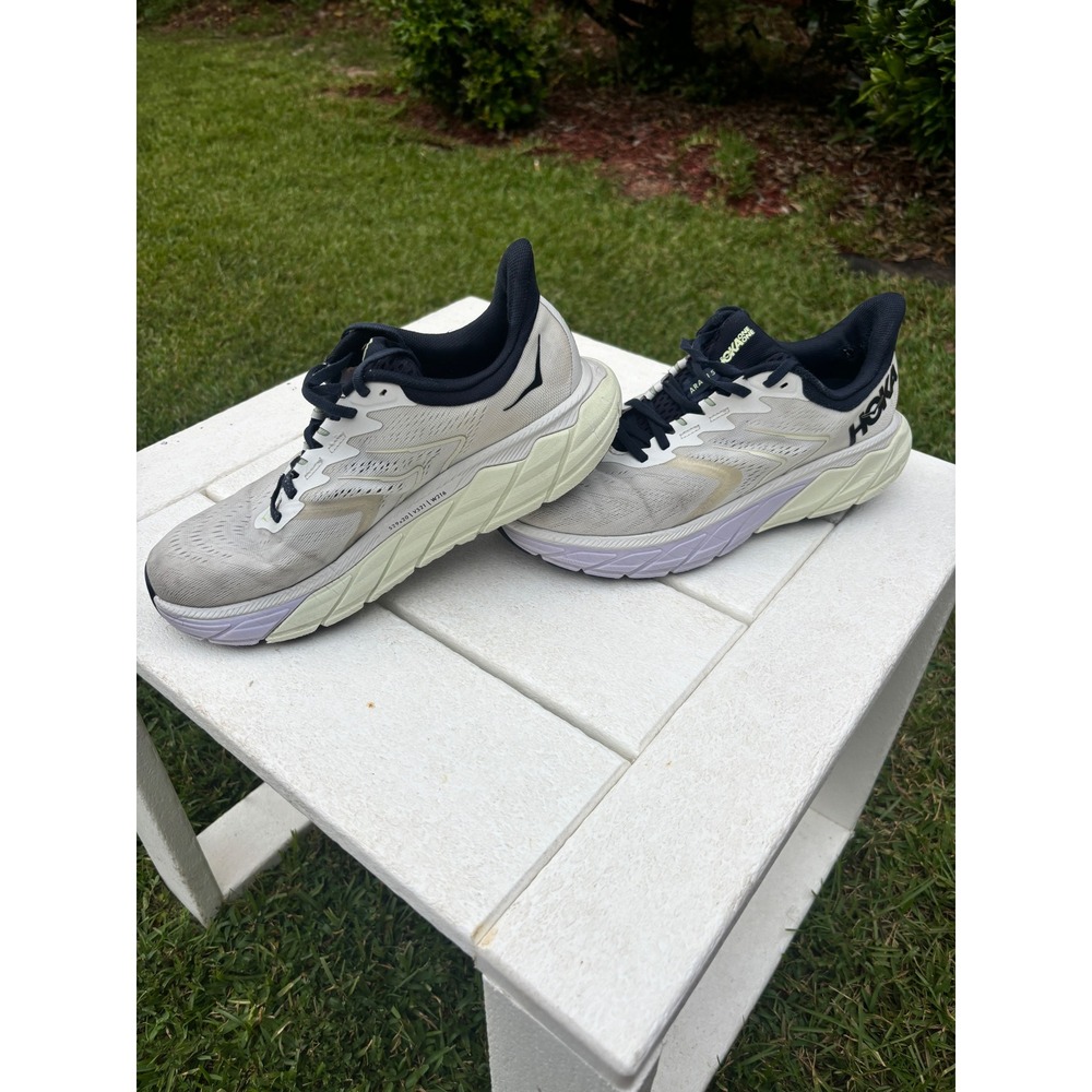 Hoka One One Arahi 5 Womens Running Shoes White Blue Stability Sneakers 1115012